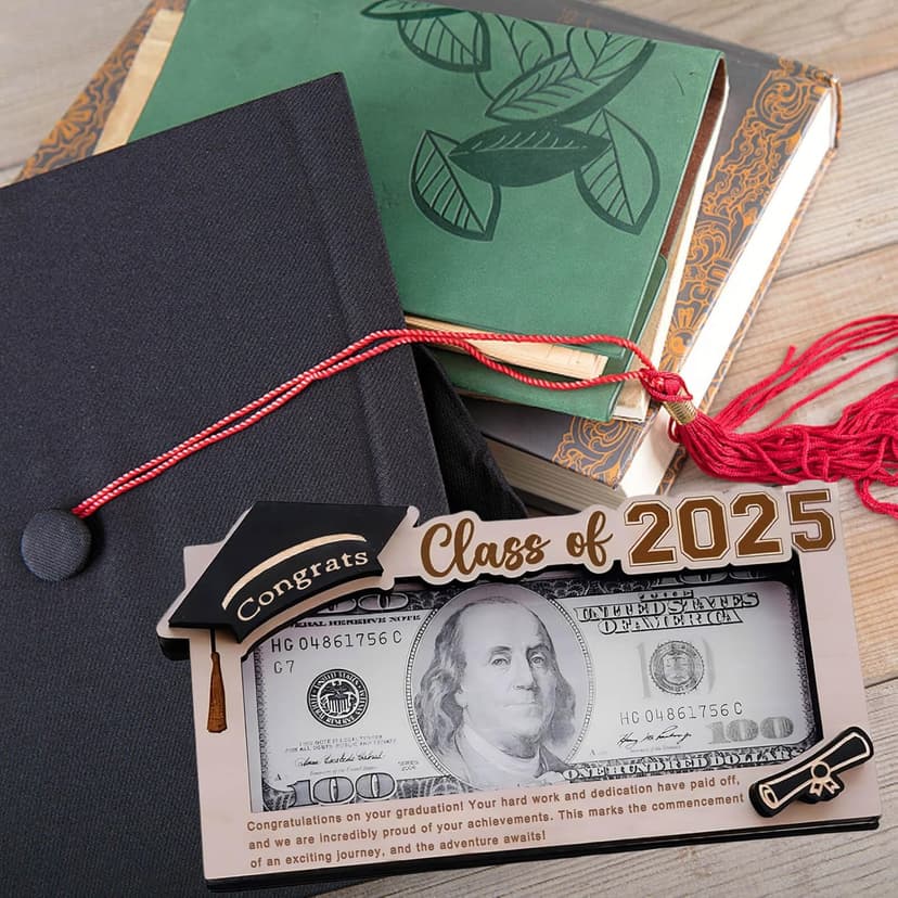 Graduation Gifts 2025 Money Holder, Wooden Graduation Money Cash Envelope Box for Class of 2025 Senior College University Graduates Holiday Christmas Gifts