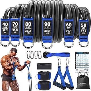 Resistance Bands, 390 LBS Heavy Duty Exercise Bands for Working Out, Workout Bands with Handles, Stretch Band for Men, Fitness Bands for Home Workouts, Muscle Training, Strength, Slim, Yoga