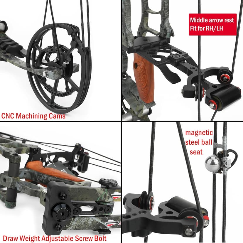 Archery Dual-use Compound Bow Set for Arrows and Steel Ball,30-65lbs Adjustable,Hunting Bows,Short-Axis Compound Bow,for Outdoor Hunting Target Shooting Practice