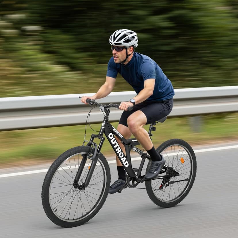 26 inch Mountain Bike Dual Full Suspension, Outdoor Hybrid Bikes,7-Speed/High-Carbon Steel, for Men Women Adult, MTB Bicycle with Suspension Fork,Sleek Colors