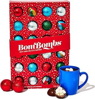 Bombombs, Hot Chocolate Bomb Gift Set, 5 Flavors in Colorful Wrappers; Fudge Brownie, Caramel Candy, S'Mores, Cookies & Cream, & Peppermint, Set of 24