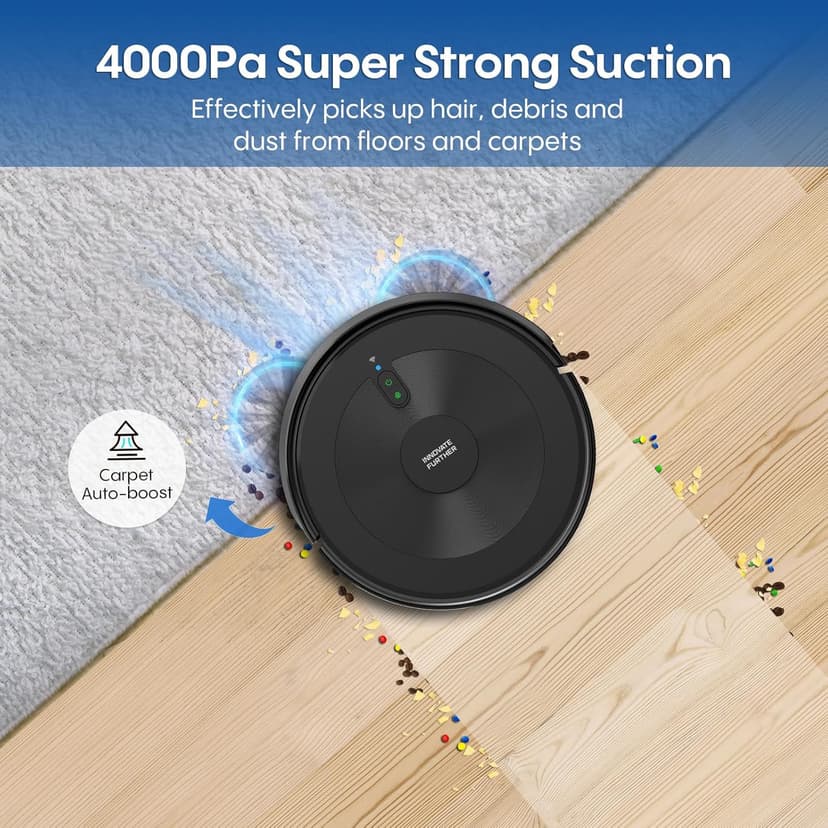 Robot Vacuum and Mop:4000Pa 3-in-1 Robotic Vacuum Cleaner with Intelligent Navigation, Alexa & APP Control, Schedule Cleaning, Slim and Quiet, Robotic Vacuum Perfect for Pet Hair, Hard Floor, Carpet