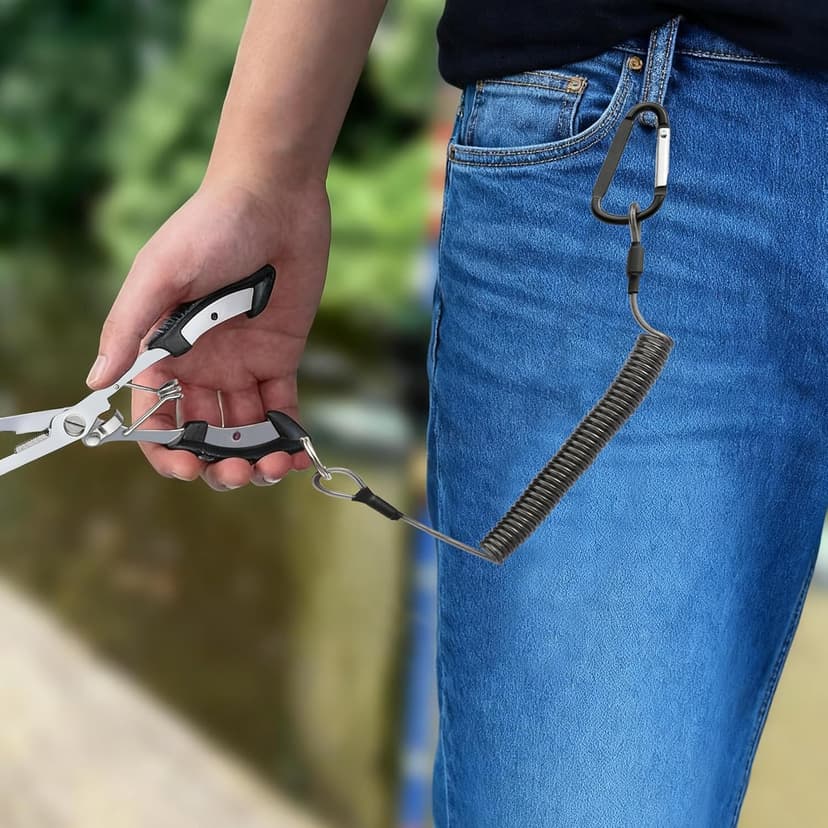 HAMMER IRON ALLEY 2PCS Stainless Steel Fishing Pliers with Lanyard, HIA Needle Nose Pliers Fishing Hook Remover, Great for Saltwater and Freshwater