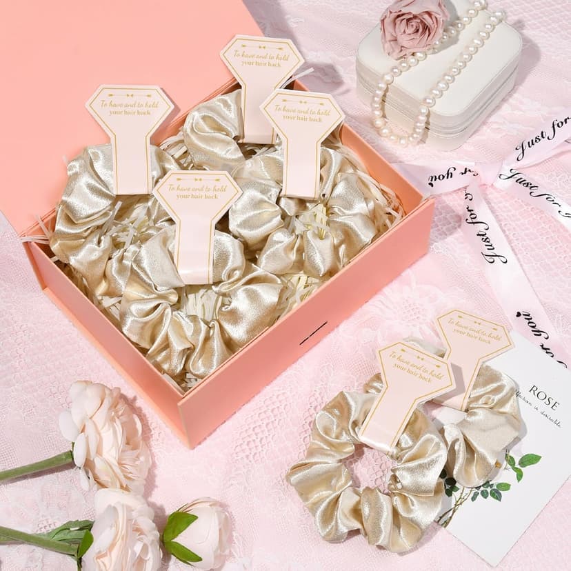 12 PCS Soft Silk Satin Hair Accessories - Scrunchies, Hair Clips for Bridal Shower Gifts, Wedding Favors for Women and Girls