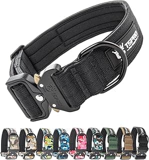 TSPRO Premium Dog Collars Tactical Dog Collar with Patch and Heavy Duty Quick-Release Metal Buckle Durable Thick and Adjustable for Medium to Large Dogs (Black M)