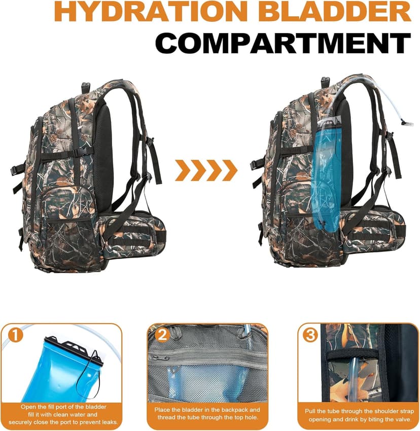 uniHimal Hunting Backpack for Men, Waterproof Camo Backpacks for Hunt with Rain Cover, Durable Large Capacity Day Pack Hunting Gear Accessories for Men