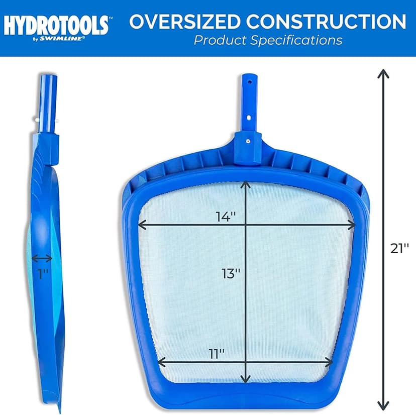 Swimline 8039 Premium Extra Strong Leaf Skimmer Net Head Cleaner for Swimming Pool Spa Fountain Pond Hot Tub Leaves Bugs Debris Fine Cleaning Maintenance, Heavy Duty Large, Blue