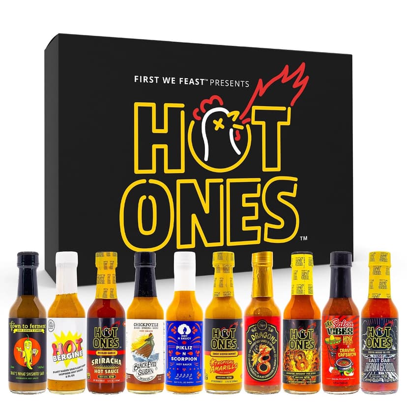 Hot Ones Hot Sauce Challenge - Season 30 - Hot Sauces Gift Sets - Variety Pack - Made with Natural Ingredients - Unique Small Batch Sampler Gift Set - 5 fl oz Bottles (10-Pack) B0GVVYMJKM