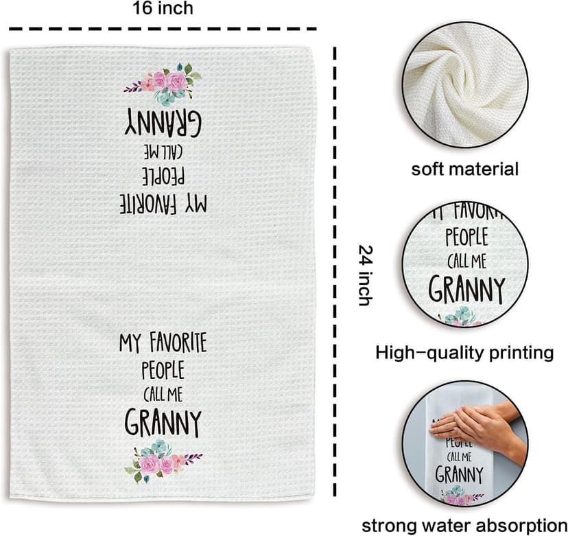 Granny Gifts Kitchen Towels, Granny Grandma Gifts for Mother’s Day Hand Towels, Call Me GrannyDish Towels Dishcloths Tea Towel for Kitchen, Grandma Gift KitchenBathroom Decor, 16x24in B0CZRCQ5J5