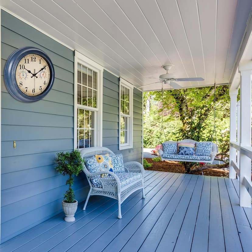 12 Inch Outdoor Clock with Thermometer and Hygrometer Combo, Waterproof Indoor Outdoor Wall Clocks for Patio, Pool, Garden, Bathroom Decor- Blue