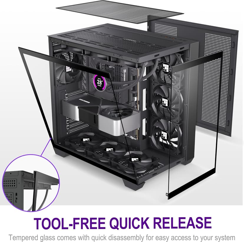 FOIFKIN F300 (2025) PC Case - Pre-Installed 4 No RGB Fan, ATX Mid-Tower Gaming PC Case, 270° Panoramic Glass with Type-C, FOIFKIN (Black)