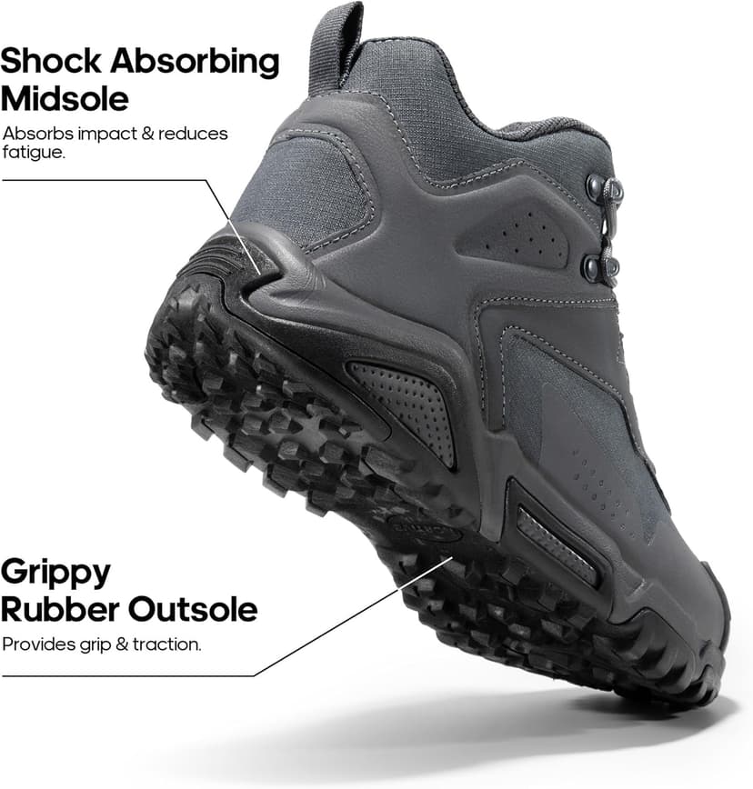 NORTIV 8 Men's Waterproof Hiking Boots, Lightweight Tactical Boots for Men, Mid Ankle Men's Hiking Boots for Trekking Trails, Outdoor Adventures Hiking
