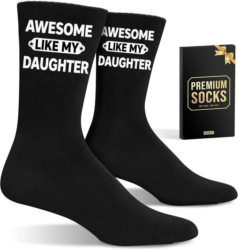 VICRAZY Christmas Gifts, Stocking Stuffers for Dad, Mom, Grandpa & Sister from Daughter, Son – Funny Socks for the Family