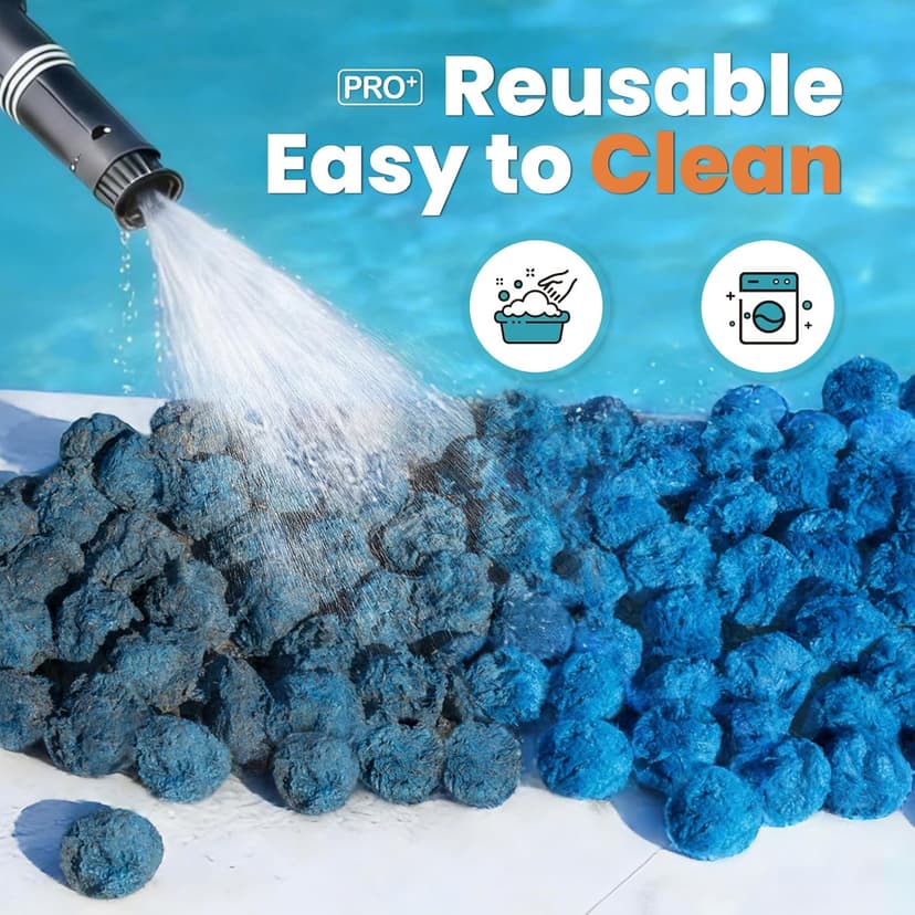 3.1 lbs Pool Filter Balls for Sand Filters, Reusable Blue Filter Media Balls for All Sand Filter Systems, Efficient & Lightweight Pool Sand Filter Balls, Replaces 100 lbs Pool Filter Sand