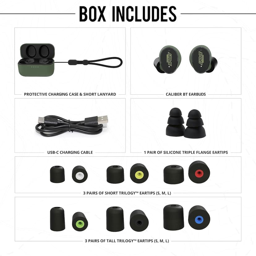 ISOtunes Sport Caliber BT Shooting Ear Protection for Gun Range – Bluetooth Hearing Protection for Shooters, 25 dB Noise Reduction Rating (NRR) Shooting Ear Buds with Electronic Ear Protection