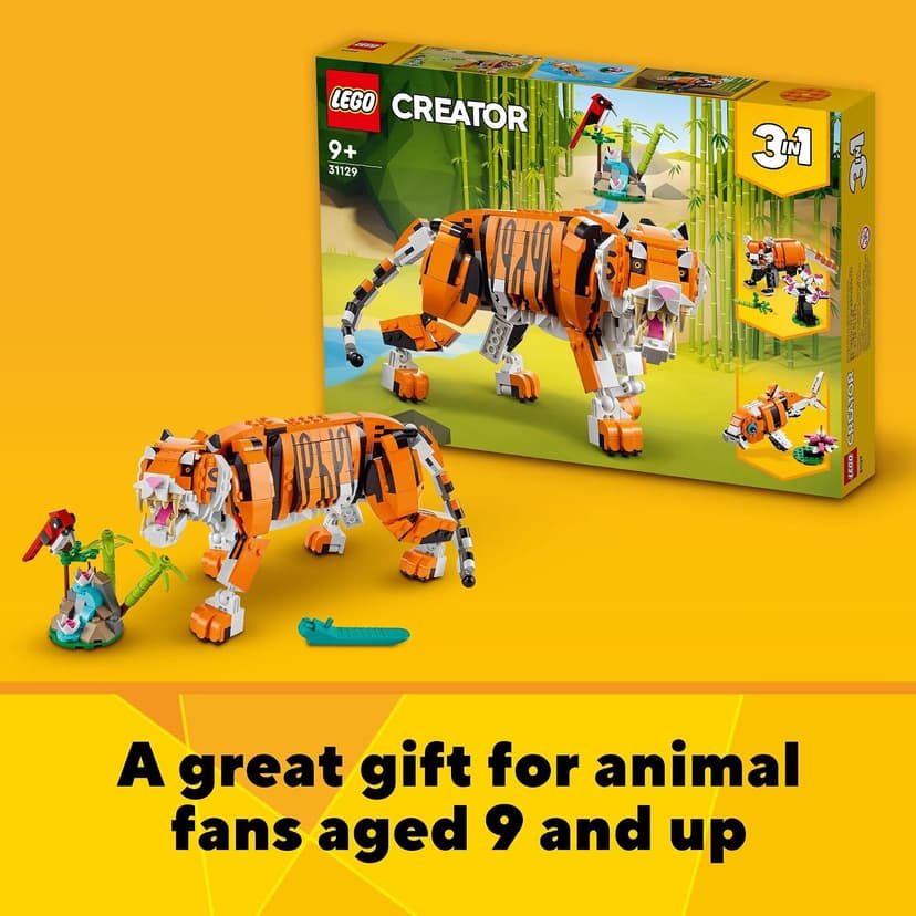 LEGO Creator 3 in 1 Majestic Tiger Building Set, Transforms from Tiger to Panda or Koi Fish Set, Animal Figures, Collectible Building Toy, Gifts for Kids, Boys & Girls 9 Plus Years Old, 31129 B09FM57L7B