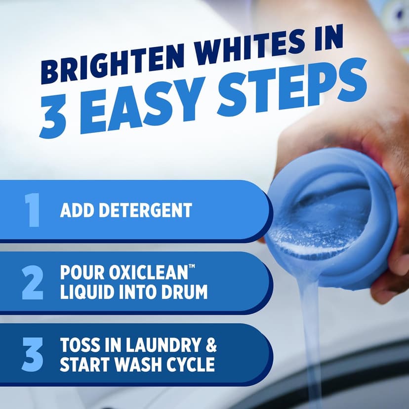 OxiClean White Revive Whitener & Stain Remover Liquid Additive, Water-Activated Oxygen Bleach for Laundry, 45 fl oz