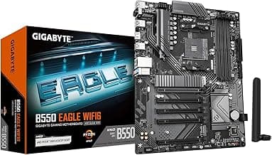 GIGABYTE B550 Eagle WIFI6 Motherboard, Supports AMD AM4 Ryzen 5000 Processors, ATX, DDR4, 2X M.2, PCIe 4.0, WIFI6, 1GbE LAN, EZ-Latch