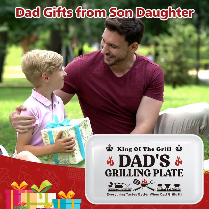 Dad Christmas Birthday Gifts,Best Dad Ever Gifts from Daughter Son,Funny BBQ Grilling Platter with Apron Sets Thanksgiving Xmas White Elephant Present for Bonus Step New First Daddy Father Papa