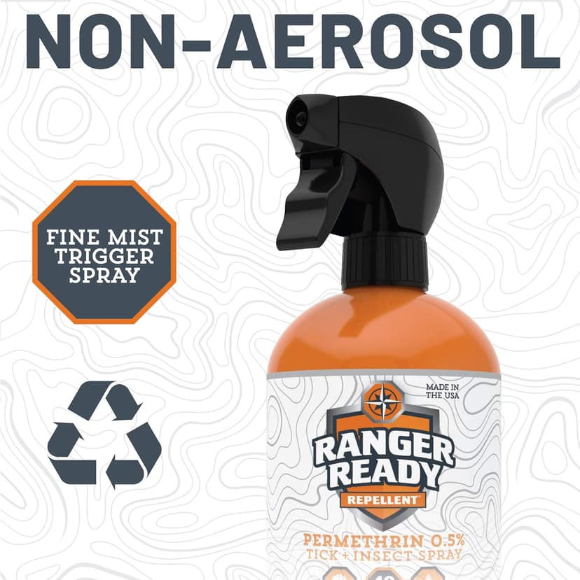 Ranger Ready Repellents Permethrin Spray for Clothes and Outdoor Gear - Permethrin Insect & Tick Repellent - Scent Zero (24 fl oz, Pack of 1)