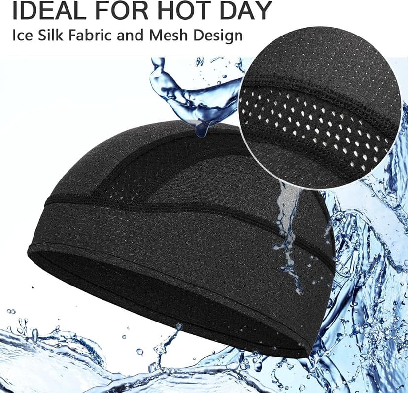 Skull Cap Helmet Liner Beanie, Cooling Mesh Cycling Running Hat for Men Women, Fits Under Helmets