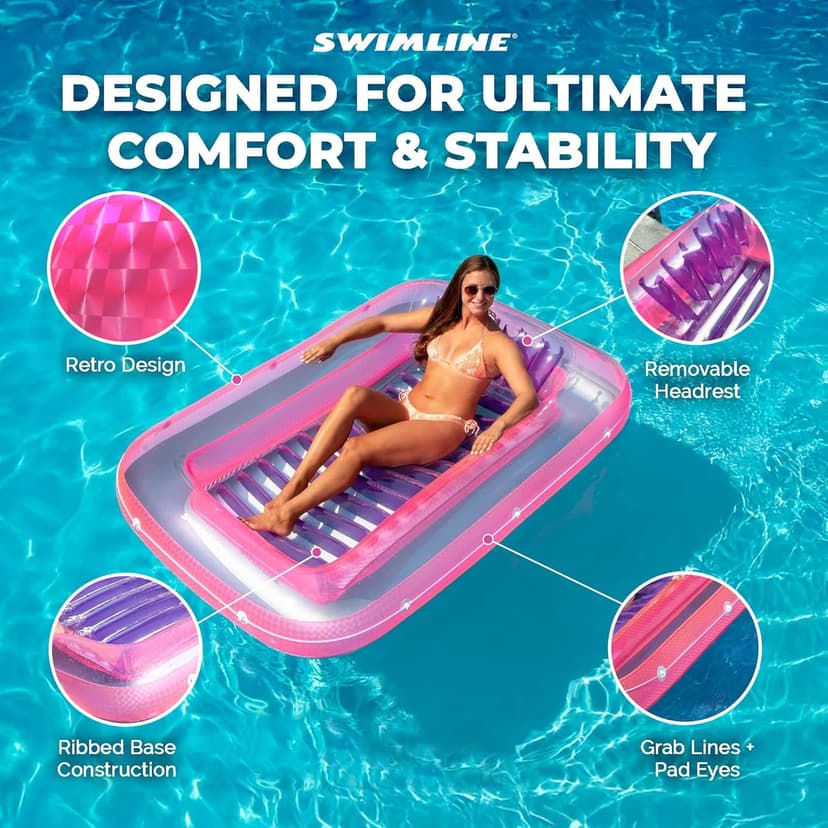SWIMLINE Suntan Tub, Classic Inflatable Tanning Lounge Float with Adjustable Pillow, 71" Long - Outdoor Floating Lounger for Lake, River, Beach & Swimming Pool, Includes Rope Surround & Repair Patch