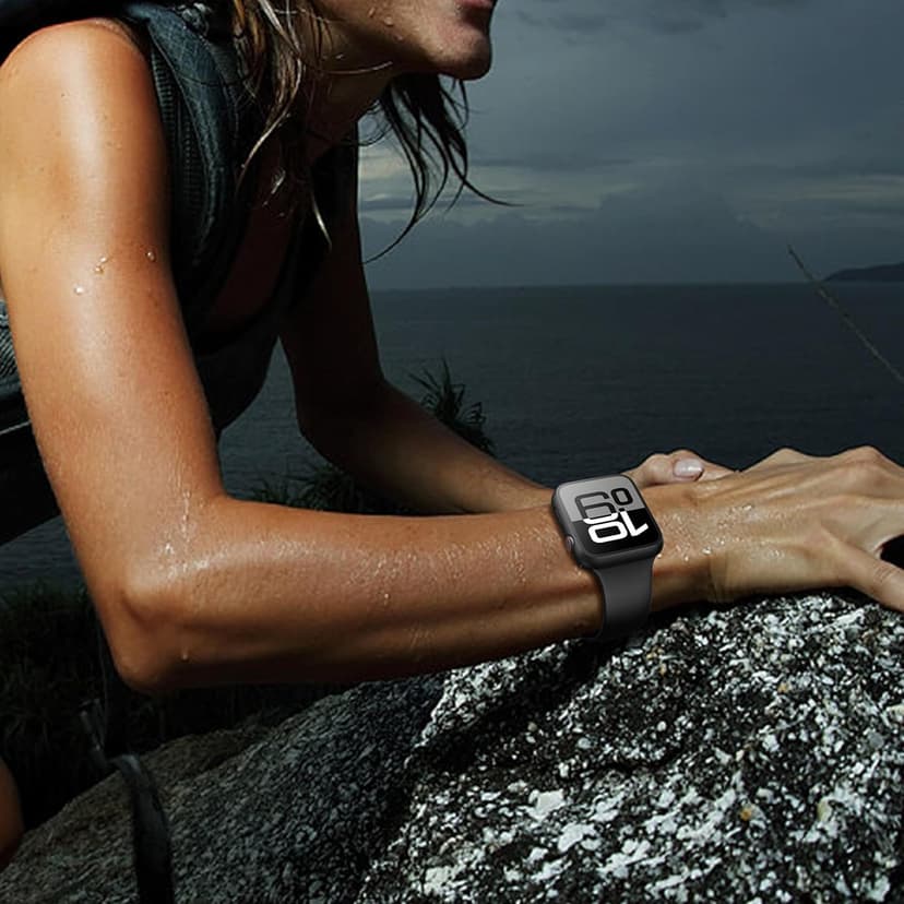 Misxi 2 Pack Tempered Glass Case Compatible for Apple Watch Series 11 (2025) Series 10 42mm, Hard PC Screen Protector Overall Protection Ultra-Thin Lightweight Scratch-Resistant Cover for iWatch, Black