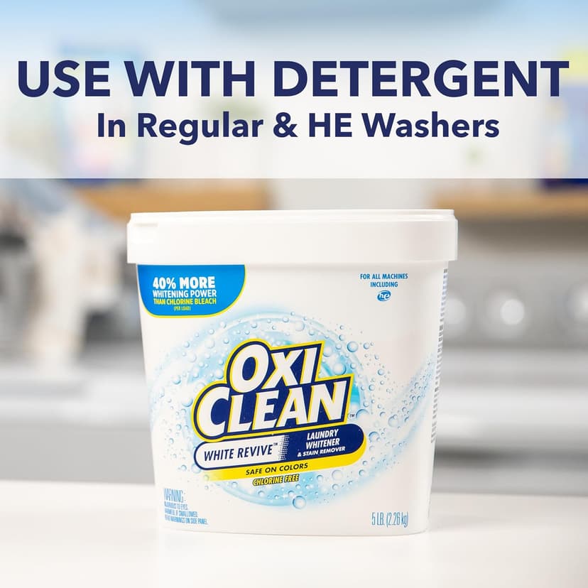 OxiClean White Revive Laundry Whitener and Stain Remover Powder, Alternative to Bleach for Laundry, 5 lb