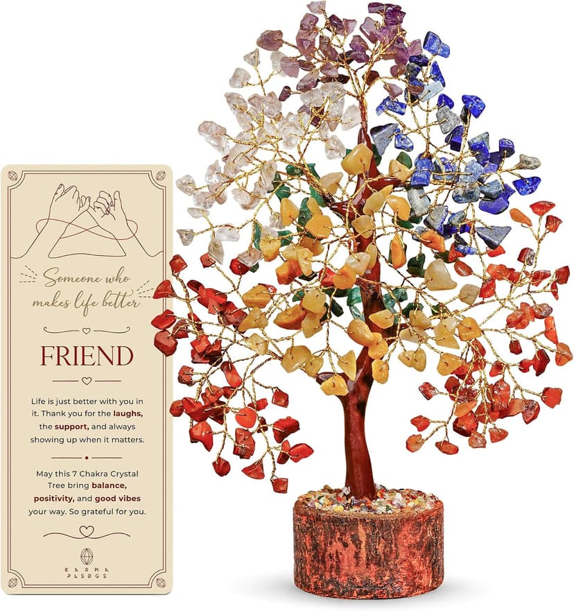 KarmaPledge 7 Chakra Tree of Life Unique Birthday Gifts for Friends, Bestie, Handmade Healing Crystal Tree for Home and Office Decor, Brings Positivity, Money, Good Luck B0GY4SPKWZ