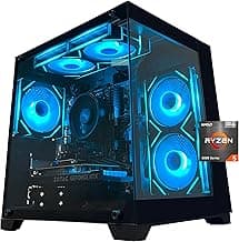 SKYESEV Gaming Desktop Computer PC,AMD Ryzen 5 5600,RTX3050 6GB,32GB RAM and 1TB M.2 NVMe PCle,ARGB Fan,WiFi,Game Design Office Console,Sea View Room,Prebuilt Gaming PC Tower