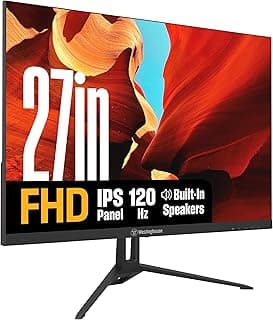 Westinghouse 27 Inch Gaming Monitor, 120Hz, 1ms, IPS Computer Monitor, 1080P FHD, Built-in Speakers, Eye Care, Adpative Sync Support (FreeSync Compatible), HDR, VGA, HDMI & DisplayPort w/Gaming Mode
