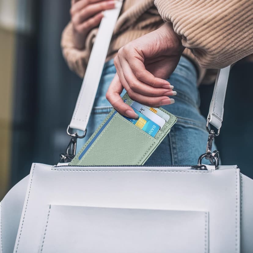 Travelambo Slim Wallet Front Pocket Minimalist Leather RFID Blocking Medium Size