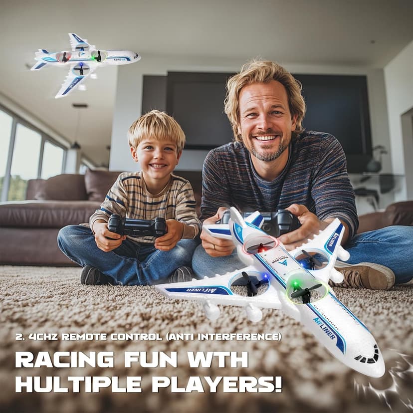 Rc Drone Remote Control Airplane -2.4GHz Foam V17 Jet Fighter Stunt,360° Drop-Resistant Stunt Spin Remote & Light RC Airplane with 2 Batteries for Kids Boys Girls (White)