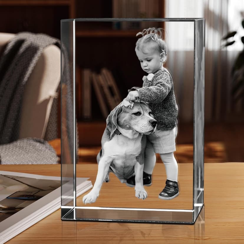 Personalized 3D Crystal Photo, Picture Cube Idea Gift With Your Own Photo, Customized Christmas, Birthday, Wedding Memorial, Mother's Day, Couples Gift for Women, Wife, Husband, Men - Small Portrait