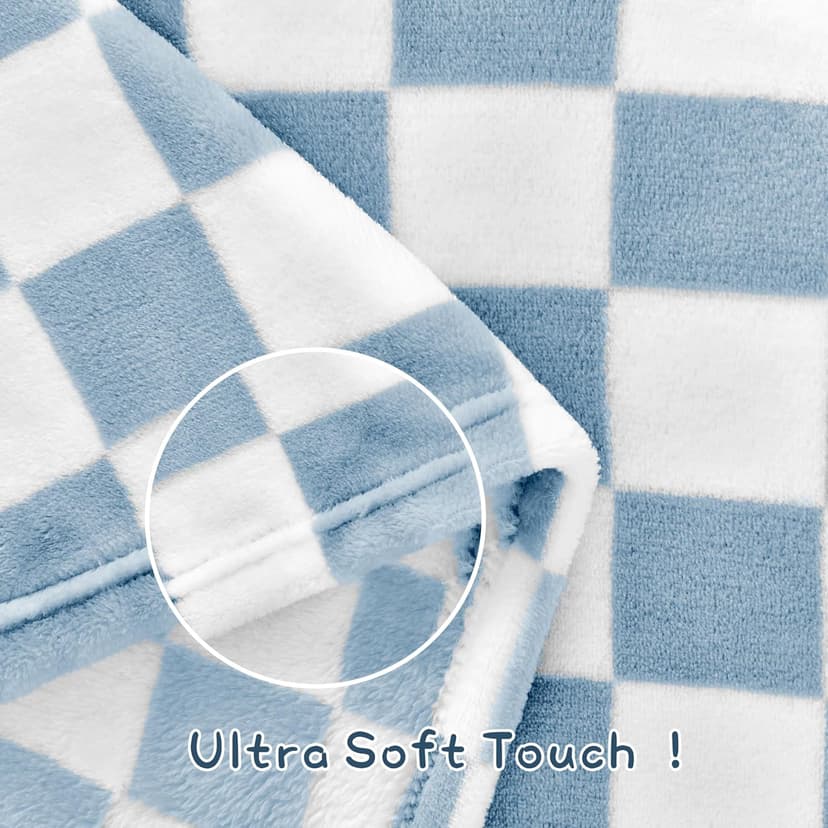 Yurhap Checkered Baby Blanket Fleece Baby Blankets for Boys, Ultra Soft Cozy Fluffy Infant Toddler Newborn Receiving Blankets for Crib Stroller, 30''x40'', Blue B0DBHD9QV1