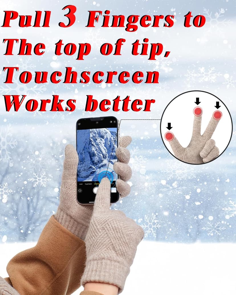 REACH STAR Winter Gloves for Women Touch Screen Thermal Lining Warm Gloves Cold Weather Christmas Gifts
