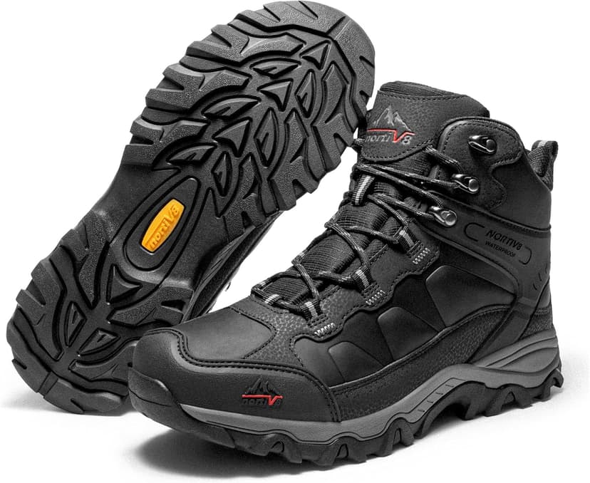 NORTIV 8 Men's Waterproof Hiking Boots Outdoor Trekking Lightweight Mountaineering Leather Shoes