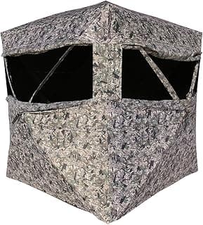 Hawk Reveal Hunting Archery Durable 73" Height Water Resistant Camo Concealing 3 Person Ground Blind with See-Through Mesh Window Panels