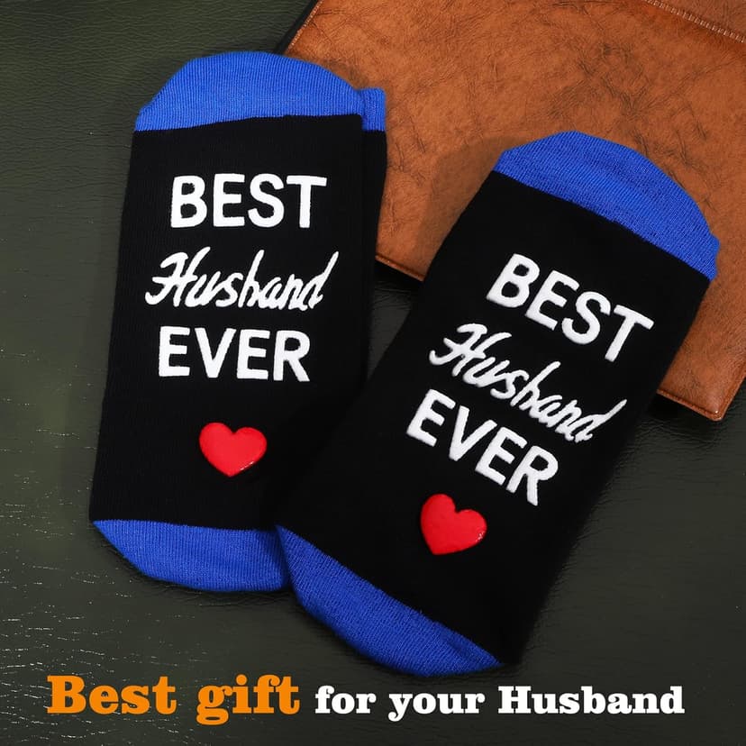 ZXGXLAW Christmas Gifts Idea for Best Husband Ever, Dad Men Funny Fathers Day Socks Birthday Valentines