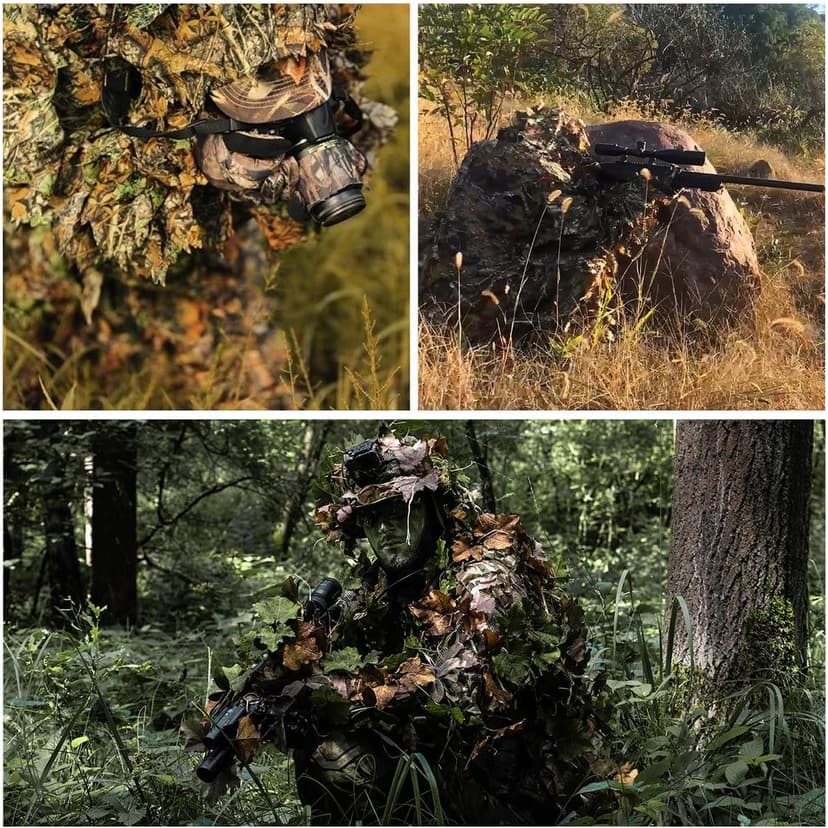 SCYLFEHDP Ghillie Suit, 3D Leafy Ghillie Suit and Camo Suit, Ghillie Suit for Men， Camouflage Suits, Turkey Hunting, Lightweight Gear Hunting Clothes for Outdoor Woodland and Halloween.