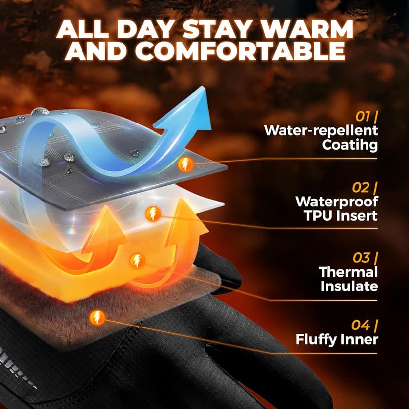 rivmount Winter Waterproof Ski Snow Warm Gloves for Women Men, Windproof Cold Weather Thermal with Touchscreen Fingers, for Running Driving Cycling Hiking Biking Outdoor Sports Daily Work