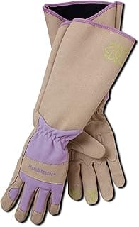 Magid Glove & Safety Professional Rose Pruning Thorn Resistant Gardening Gloves with Long Forearm Protection for Women (BE195TM) - Puncture Resistant, Medium (1 Pair), Brown & Purple