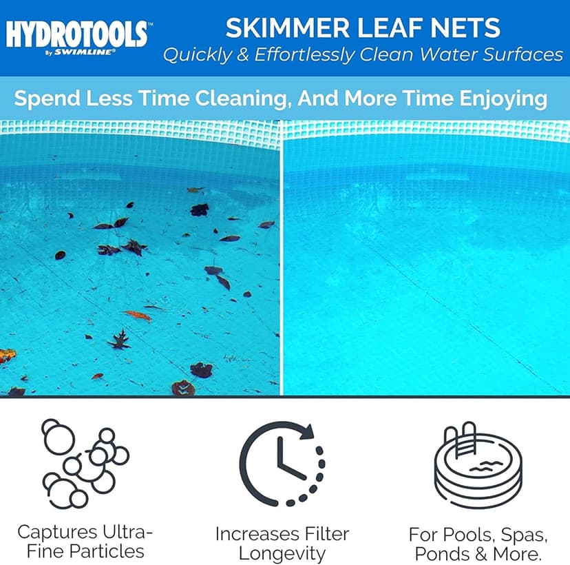 Swimline 8039 Premium Extra Strong Leaf Skimmer Net Head Cleaner for Swimming Pool Spa Fountain Pond Hot Tub Leaves Bugs Debris Fine Cleaning Maintenance, Heavy Duty Large, Blue