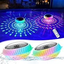 Floating Pool Lights Solar Powered, 7.6 Inch RGB Upper& Lower Color Changing Solar Pool Lights that Float with Dynamic Lighting Effects, IP68 Waterproof Swimming Pools Light for Party Decor(2)