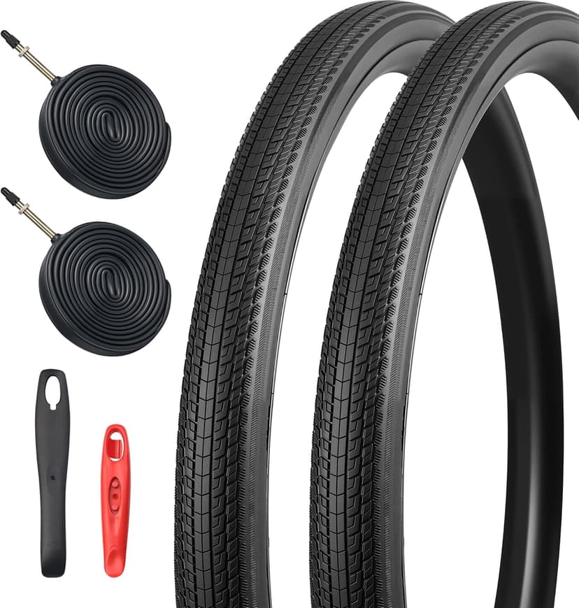 2-Pack 700x28/32/35c Road Bike Tire Set, Foldable Tires with Presta Valve FV48 Inner Tubes and Tires Lever,Suitable for Road Bikes、City Bikes、Touring Bicycle Bike