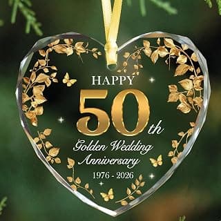 50th Wedding Anniversary Ornament 1976-2026, 50th Anniversary Marriage Gifts for Parents, 50 Year Anniversary Marriage Gifts for Couple, Golden Wedding Decorations, Golden Wedding Gift B0G8JPJD6V