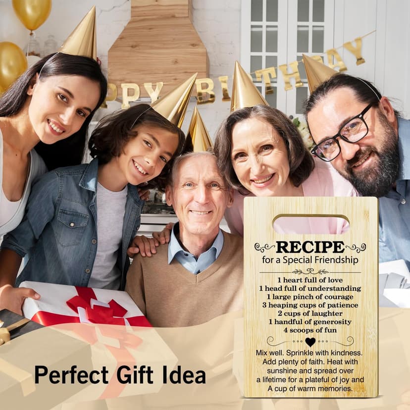 Friend Gifts Kitchen Cutting Board - Recipe For A Special Friendship, Gifts For Thanksgiving Chopping Board, Birthday Gifts For Friends Bestie, Bamboo Cutting Boards For Kitchen Cooking Restaurant