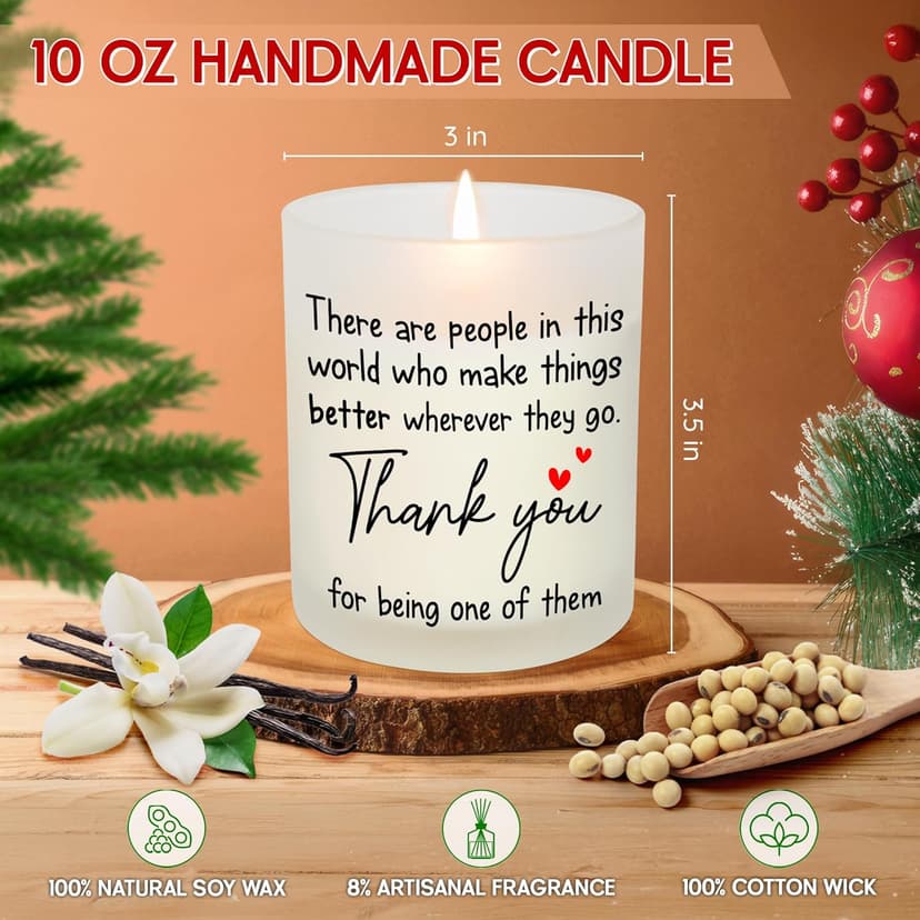 OASSIE Thank You Gifts for Women - Long Lasting Vanilla Lavender Candle 10 Oz - Appreciation Inspirational Birthday Gifts for Women Coworkers Friend Teachers Nurses Boss Employees