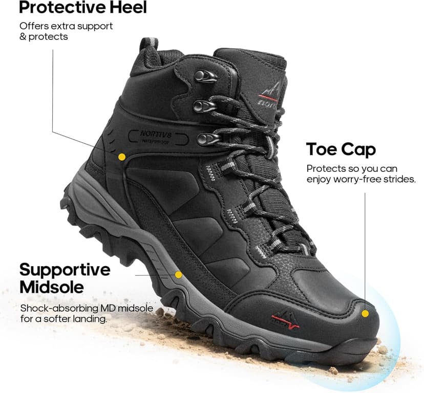 NORTIV 8 Men's Waterproof Hiking Boots Outdoor Trekking Lightweight Mountaineering Leather Shoes