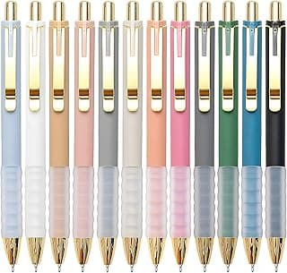 Linbsunne Ballpoint Pens Black Medium Point 1mm Pen with Super Soft Grip Ball Point Pen for Men Women Retractable Pens (gold-12 pcs)
